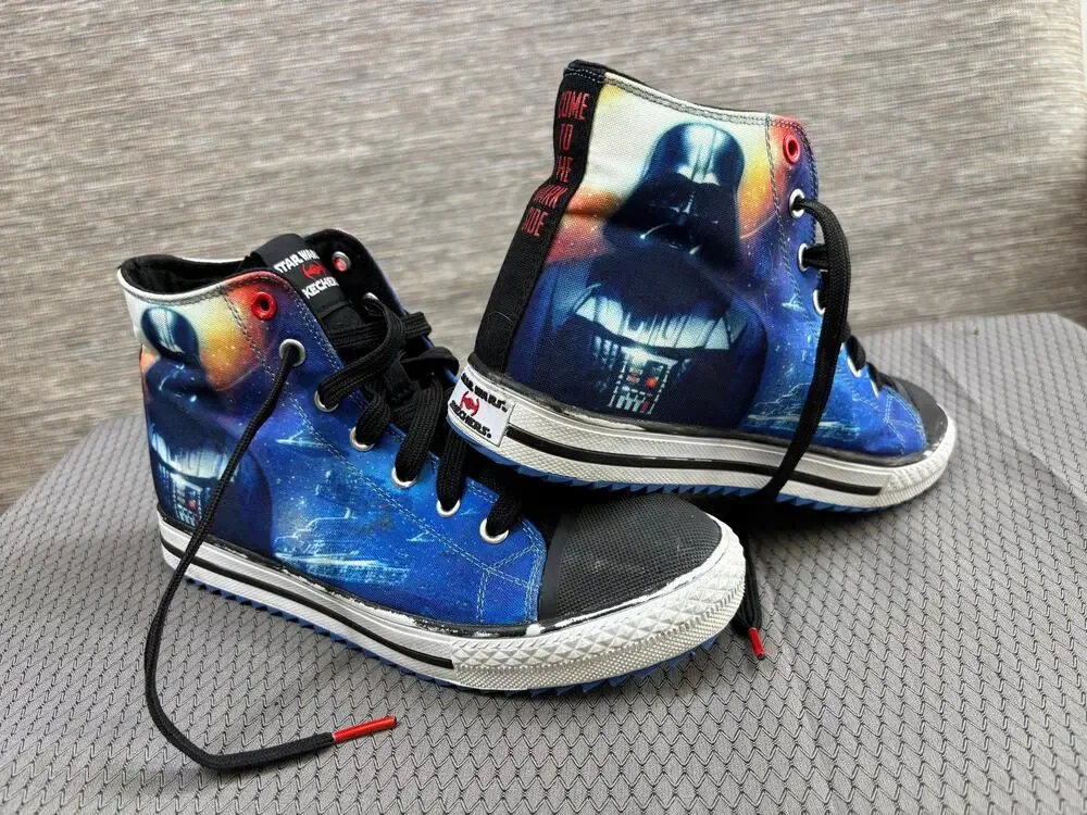 Skechers Shoes Kids Size 5 Blue Black Star Wars Darth Vader High Top Sneakers